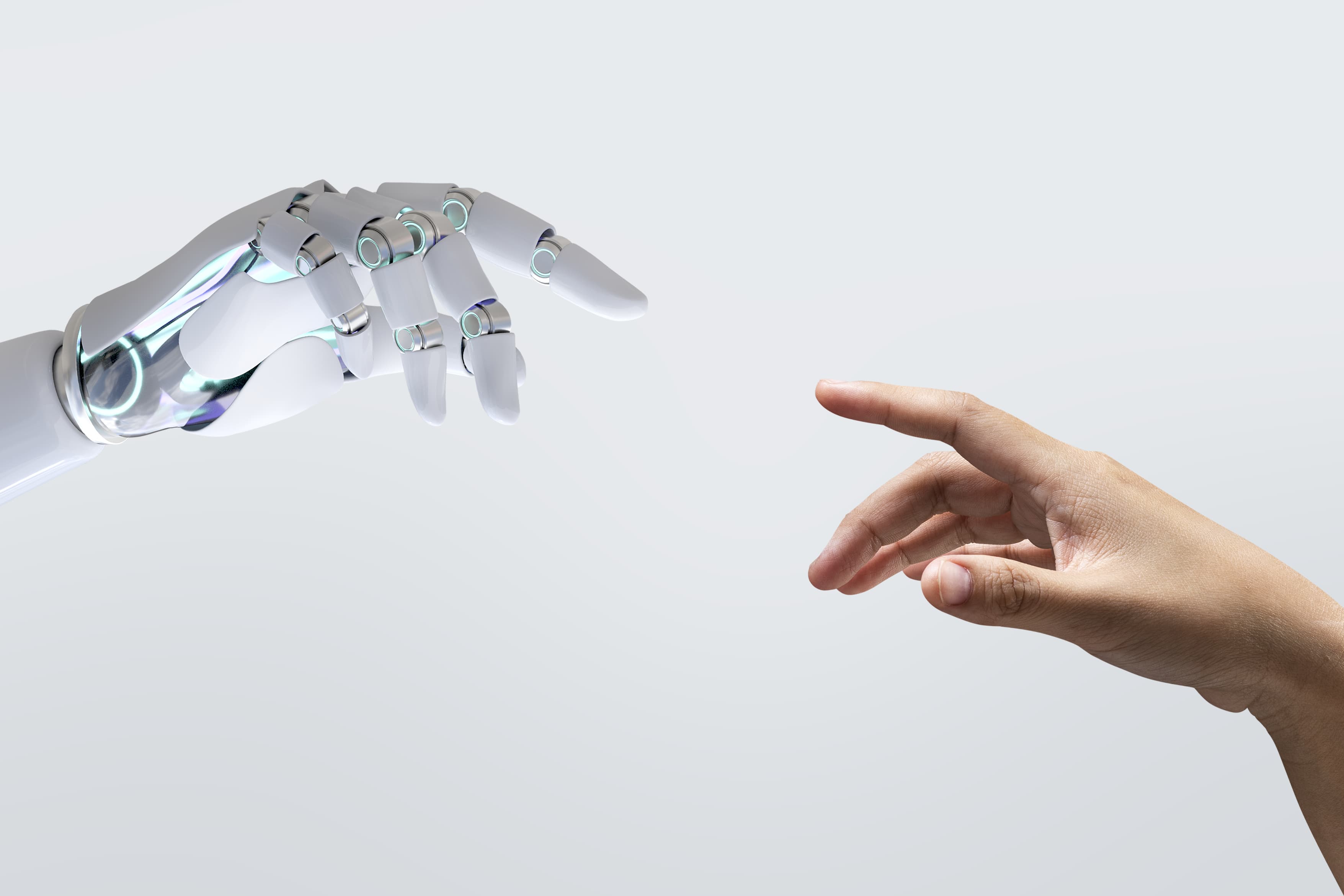 Representación de mano IA con mano humana para establecer la innovación y la tecnología en la PRL
